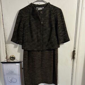 St. John tweed Black and Brown Skirt Set